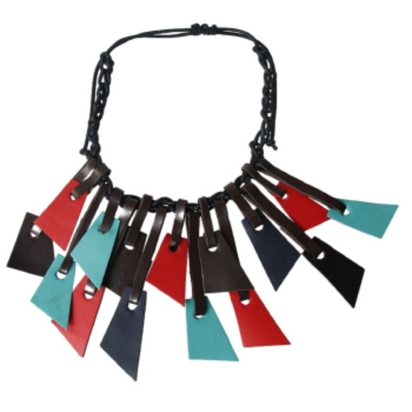 Multi-Color Leatherette Necklace - Picture 2 of 2